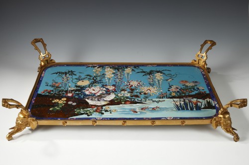 19th century - Japanese style Tray attributed to L-C Sevin &amp; F Barbedienne, France-Japan circa 1860
