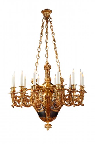 Chandelier in chiseled gilded bronze, France circa 1880