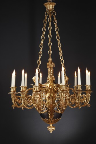 Chandelier in chiseled gilded bronze, France circa 1880 - Lighting Style 