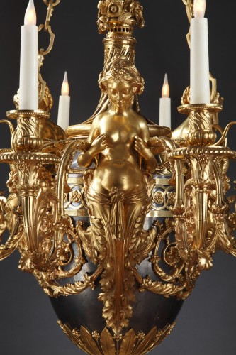 Chandelier in chiseled gilded bronze, France circa 1880 - 