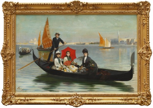 Gondola ride in Venice by G. Mantegazza (1853-1920)