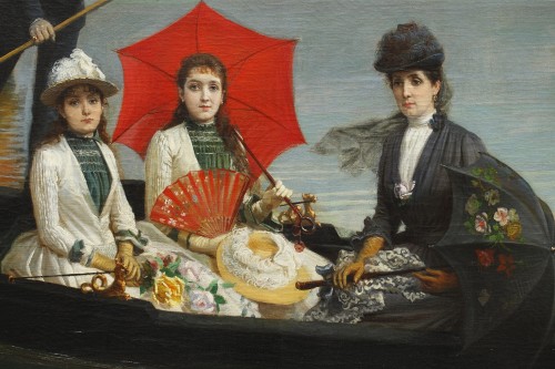 Paintings & Drawings  - Gondola ride in Venice by G. Mantegazza (1853-1920)