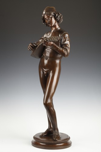 Sculpture Sculpture en Bronze - Chanteur Florentin -P. Dubois et F. Barbedienne circa 1880