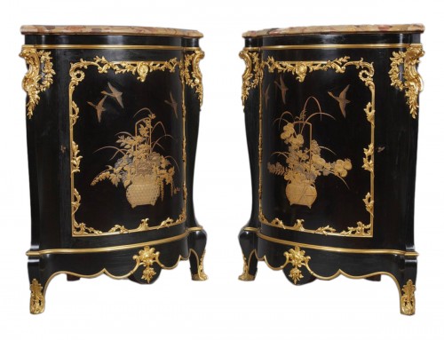 Paire d’encoignures en laque par A.E. Beurdeley, France circa 1890