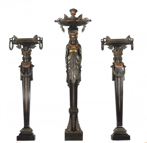 Ensemble de trois jardinières caryatides attr. à G. Servant, France circa 1875