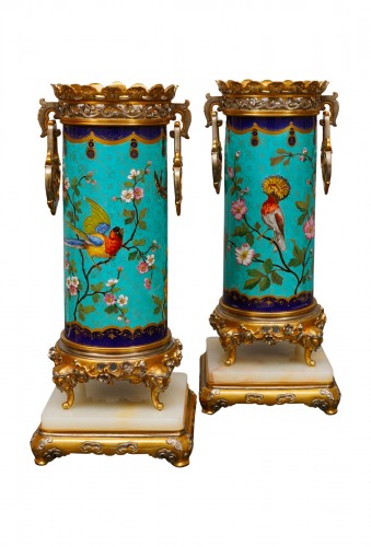 Paire de vases japonisants attr. à E. Cornu, France circa 1870