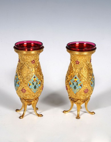 Paire de petits vases Orientalistes par F. Barbedienne, France circa 1880 - Objet de décoration Style 