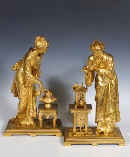 Couple Japonais par E. Laurent et Raingo Frères, France,circa 1880 - Sculpture Style 