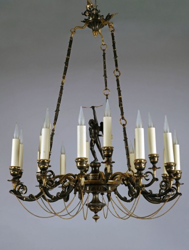 19th century - Neo-Greek «Cupid» Chandelier by A. Delafontaine &amp; H.Cahieux, France  c 1850