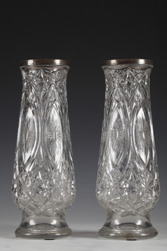 Pair of crystal Vases attributed to to Baccarat, France Circa 1920 - Glass & Crystal Style Art Déco