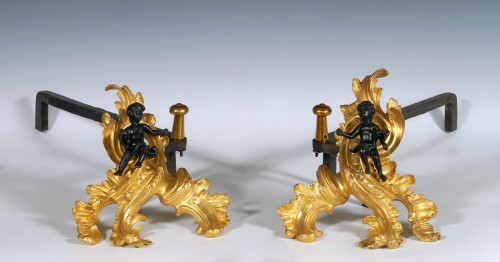 Pair of « Cupids » Andirons, France Circa 1760 - Architectural & Garden Style Louis XV