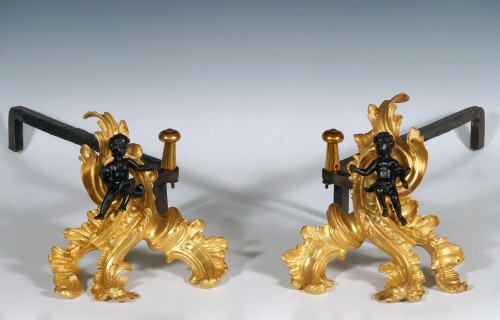 Architectural & Garden  - Pair of « Cupids » Andirons, France Circa 1760