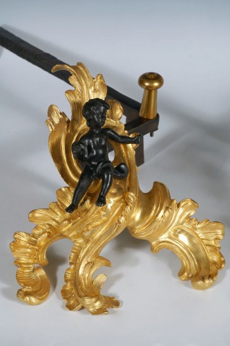 Pair of « Cupids » Andirons, France Circa 1760 - 