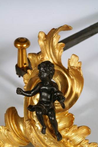 Louis XV - Pair of « Cupids » Andirons, France Circa 1760