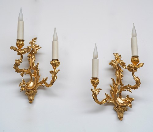 Luminaires Appliques - Henri Vian (1860-1905) - Paire d’appliques « Rocaille », France Circa 1890