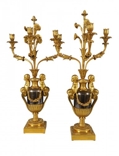 Maison Millet, Pair of “ Tritons” Candelabras, France Circa 1870