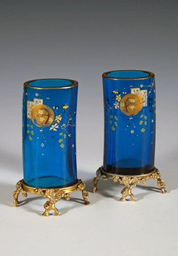 Baccarat &amp; E. Rousseau, Pair of Vases « Clair de lune », France, Circa 1880 - Decorative Objects Style 