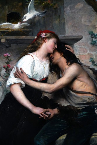 L’Amour contrarié, signé Lionel Royer et daté 1882 (?) - Tobogan Antiques