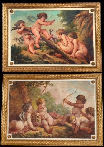 The Swing” and The Archery, France 18th Century - Paintings & Drawings Style 
