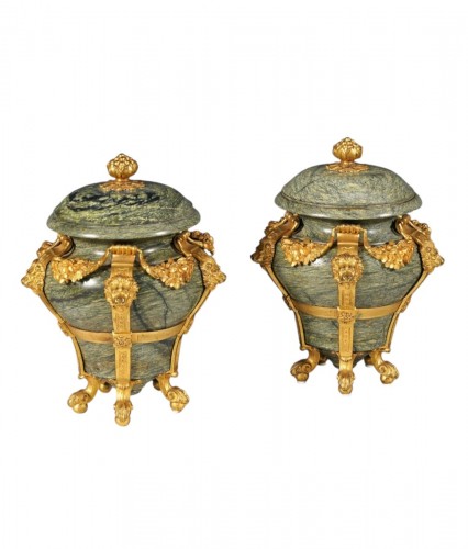 H. Dasson-  Pair of covered Vases  with Lions , France Circa 1880