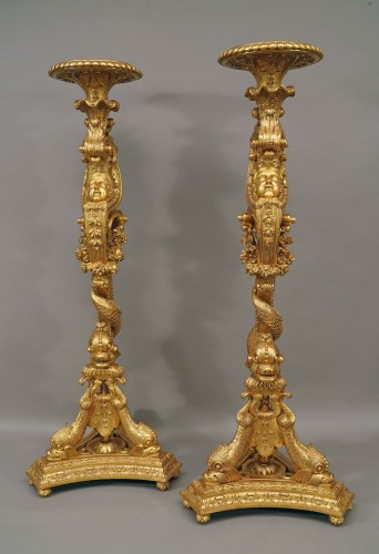 Lighting  - Pair of « Dolphins » Torcheres holders, France, Circa 1860