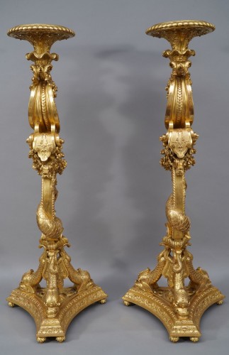 Pair of « Dolphins » Torcheres holders, France, Circa 1860 - Napoléon III
