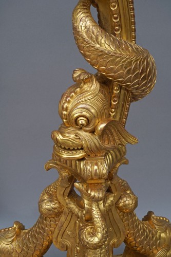 Antiquités - Pair of « Dolphins » Torcheres holders, France, Circa 1860