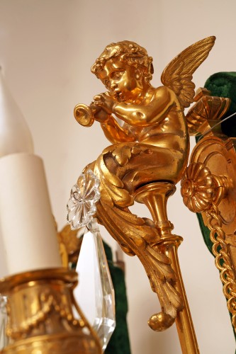 Antiquités - Baccarat et V. Paillard, Paire d’appliques aux médaillons, France circa1870