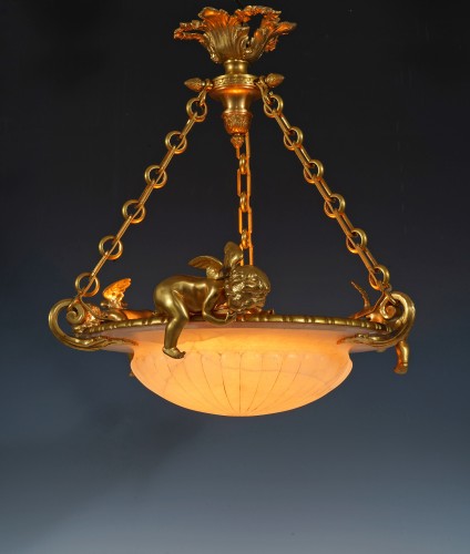 H. Beau, suspension « aux amours », France Circa 1890 - Luminaires Style 