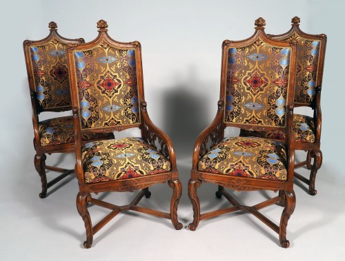 Set of Four Neo-Gothic Armchairs, France Circa 1860 - Seating Style Napoléon III