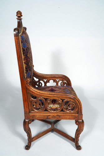 Antiquités - Set of Four Neo-Gothic Armchairs, France Circa 1860