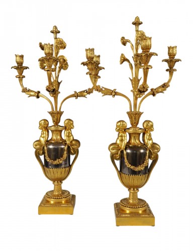 Maison Millet, Pair of “ Tritons” Candelabras, France Circa 1870