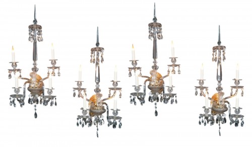 Baccarat, Set of four Crystal Wall-lights, France Circa 1950