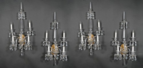 Baccarat, Set of four Crystal Wall-lights, France Circa 1950 - Lighting Style 