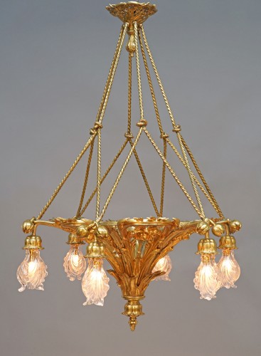 E. Soleau - Lustre aux Pavots, France circa 1900 - Luminaires Style 