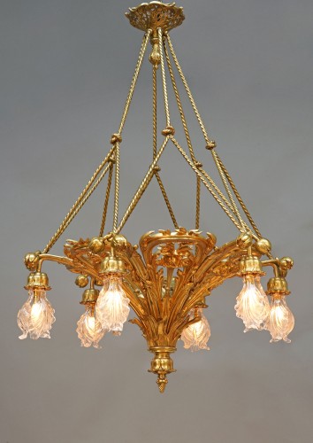 Luminaires Lustre - E. Soleau - Lustre aux Pavots, France circa 1900