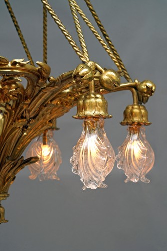 Antiquités - E. Soleau - Lustre aux Pavots, France circa 1900