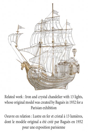 Antiquités - Maison Baguès - &quot;Nave&quot; Chandelier, France 20th Century