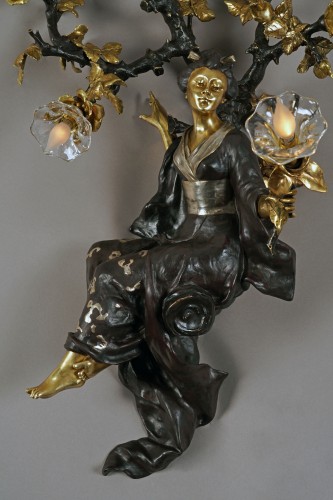Antiquités - Raingo Frères - &quot;The Japanese&quot; Wall-Light, France circa 1860
