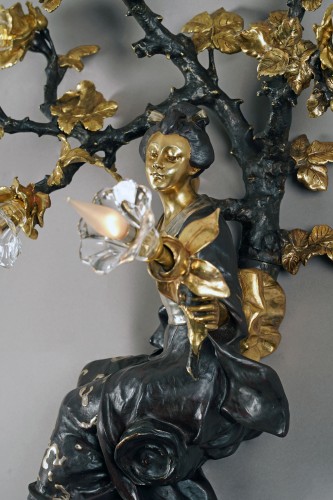 Antiquités - Raingo Frères - &quot;The Japanese&quot; Wall-Light, France circa 1860