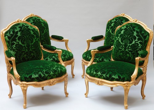 Seating  - Set Of Four Armchairs “à Chassis&quot; After M.Gourdin, France, Circa 1880