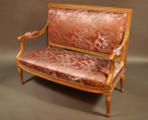  Louis XVI style Giltwood Sofa After a Model by G. Jacob, France Circa 1880 - 