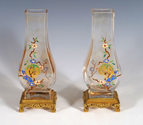 Baccarat And E. Rousseau, Pair Of &quot;Clair de Lune&quot; Vases, France Circa 1880 - Glass & Crystal Style 