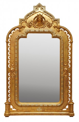 Important Miroir d'inspiration Néo-Gothique, France circa 1840