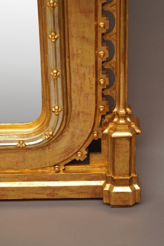 Important Neo-Gothic-Inspired Mirror, France circa 1840 - Louis-Philippe
