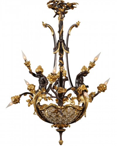 Boin-Masson - "Cupids" Chandelier, France circa 1880