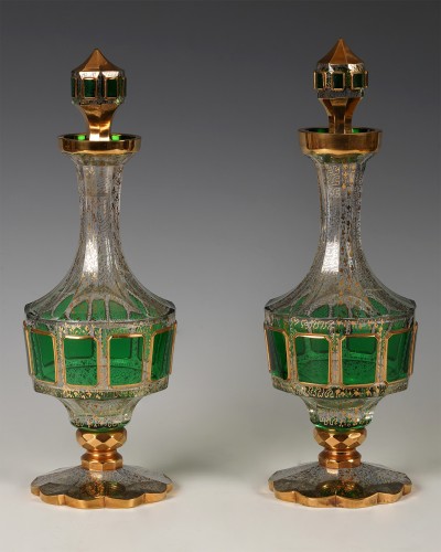 Moser Crystal Factory - Pair of Carafes, Bohemia circa 1890 - Glass & Crystal Style 