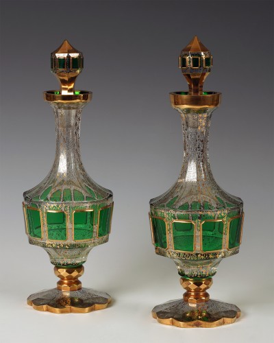 Glass & Crystal  - Moser Crystal Factory - Pair of Carafes, Bohemia circa 1890