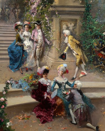  - G. Simoni, Pair of paintings "Les Fêtes Galantes", Paris, 1881