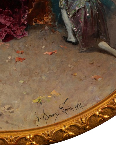 Antiquités - G. Simoni, Pair of paintings "Les Fêtes Galantes", Paris, 1881
